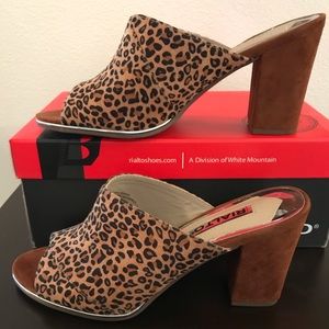 Rialto faux suede slide in brown leopard